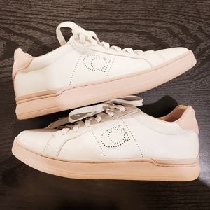 Very good condition white and baby pink low top coach sneakers size 7.5